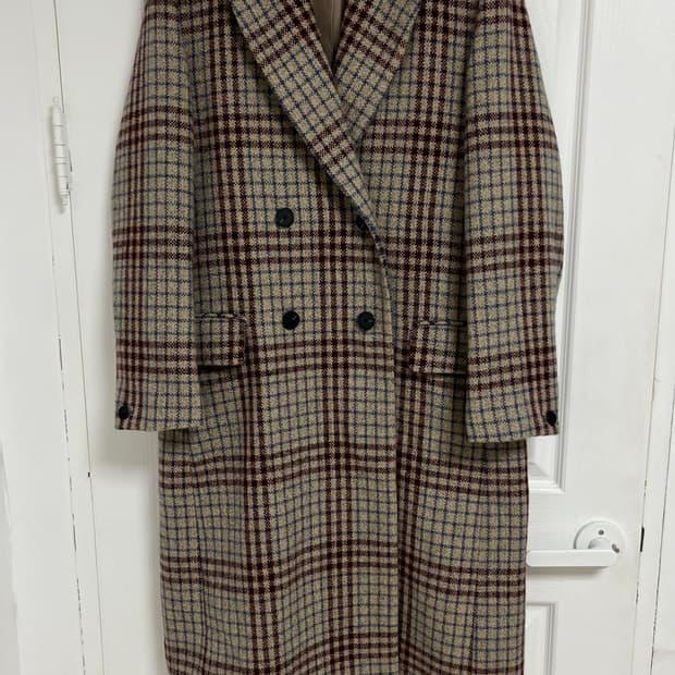 톰보이 테일러드 롱 체크 코트 (오버핏)