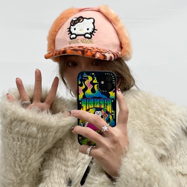 헬로키티 갸루 호피 트루퍼햇