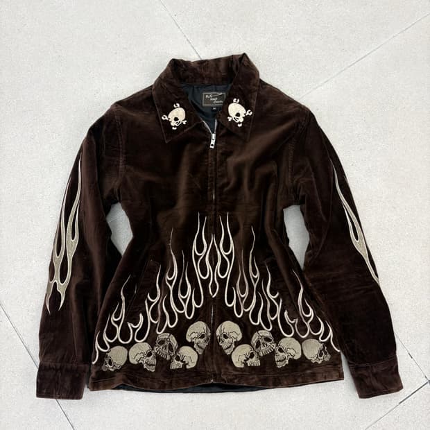 브라운 스컬 자수 자켓