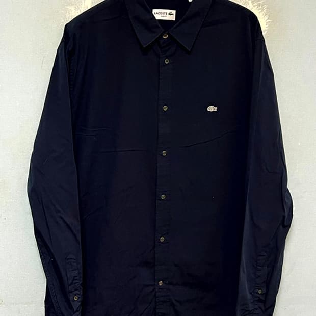 라코스테 남자 솔리드셔츠 캐주얼 긴팔 춘하 스판 네이비 L 100