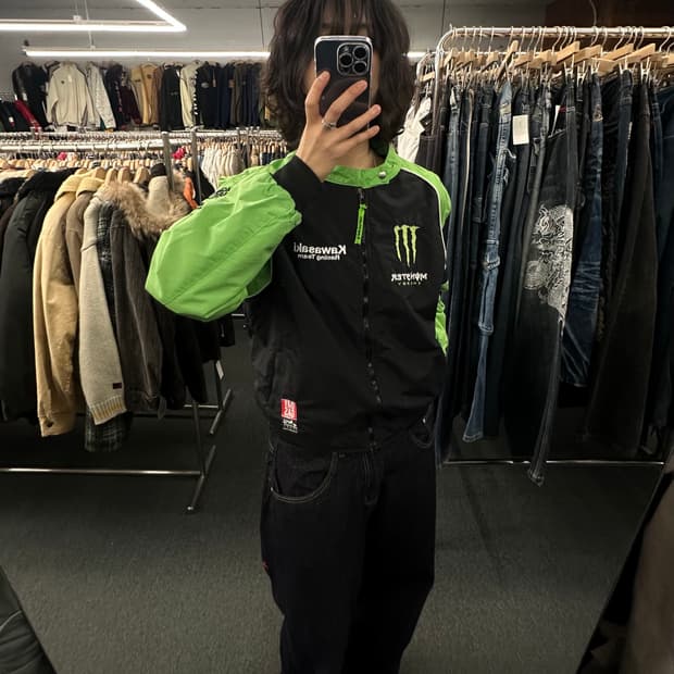 M)가와사키 빈티지 스포츠 바이커 봄버자켓