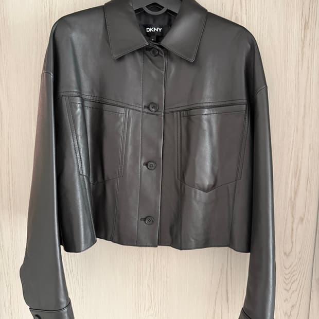 DKNY 블랙 램스킨 셔츠자켓 xs (44-55) 미사용 새제품