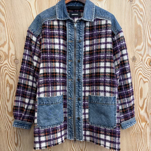 디젤 G-KERYA 체크 데님 자켓