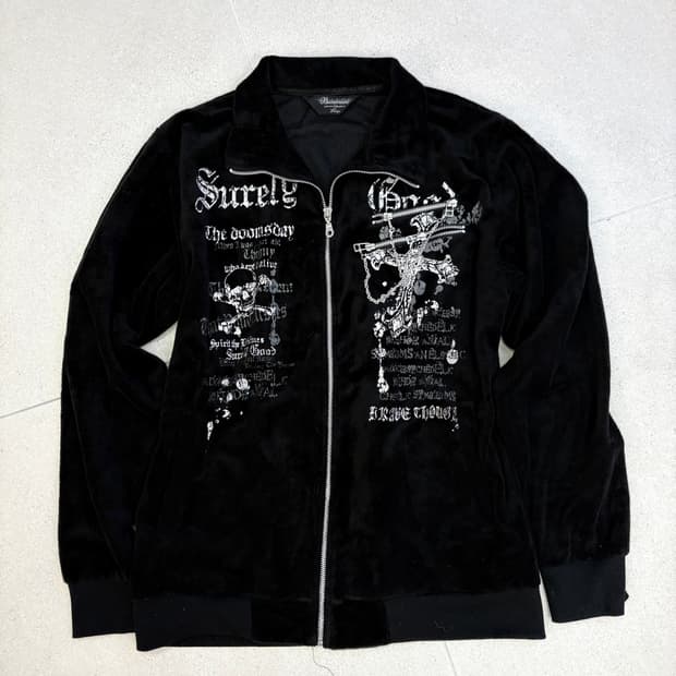 펑크 벨벳 체인 집업