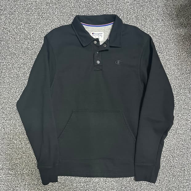 (M추천) 챔피온 블랙 포켓 카라 맨투맨티