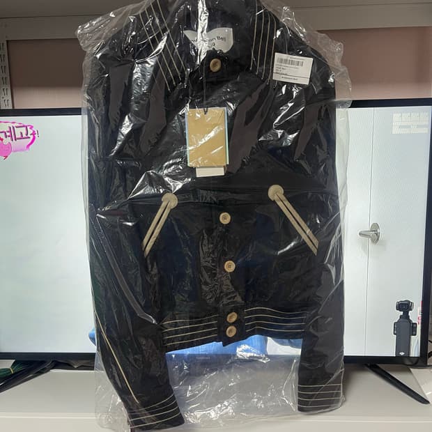 앤더슨벨 스트라이프 가디건 블랙 M