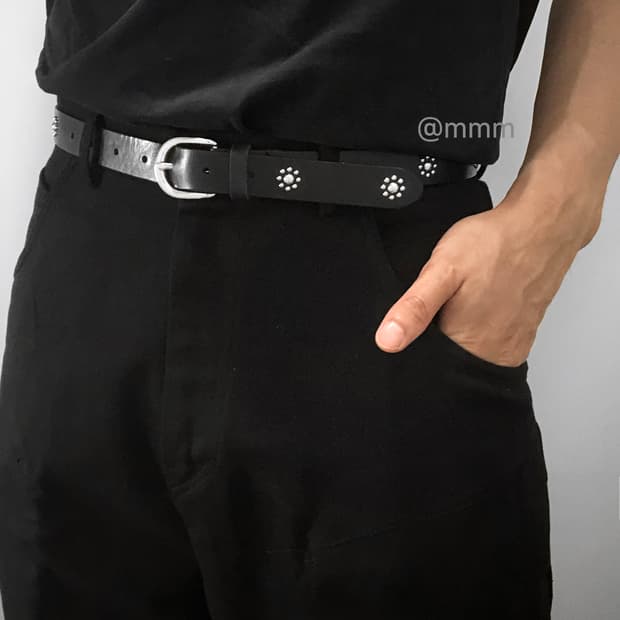 [Unisex] 플라워 스터드 리얼레더 벨트
