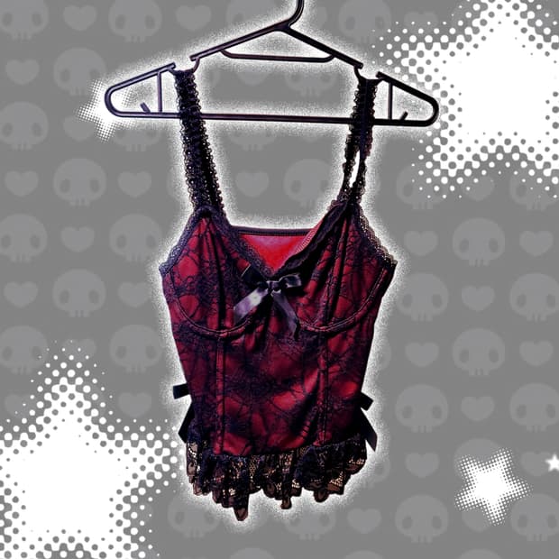 펑크키치갸루y2k고딕고스 거미줄 슬립 슬리브리스 캐미솔 레이스 나시