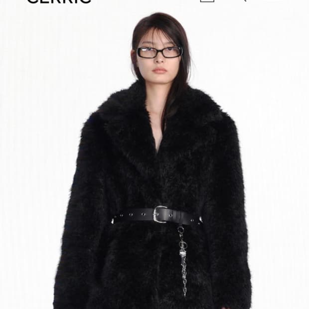 세릭 BIG COLLAR FUR JACKET  BLACK