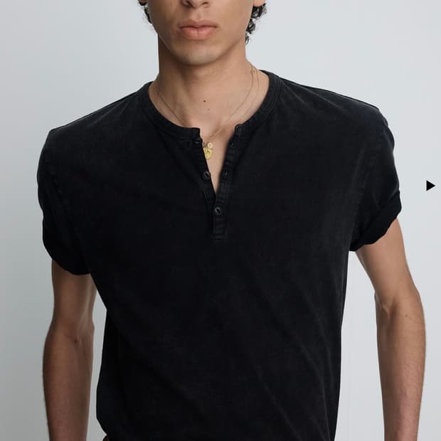 GARMENT DYED HENLEY NECK TOP_ VINTAGE BL