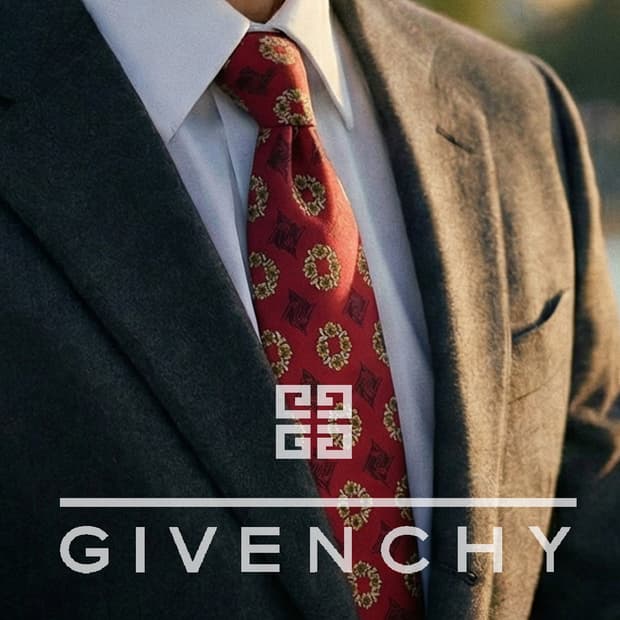 지방시 실크 레드 패턴 넥타이 9.8cm A+등급 K2159