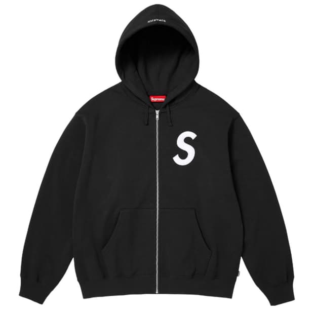 슈프림 S 로고 집업 후드 스웨트셔츠 우드랜드 블랙 - 25FW