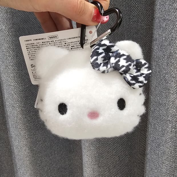 일본정품 헬로키티 치도리 리본 모노톤 파우치 블랙 키링(동전지갑)