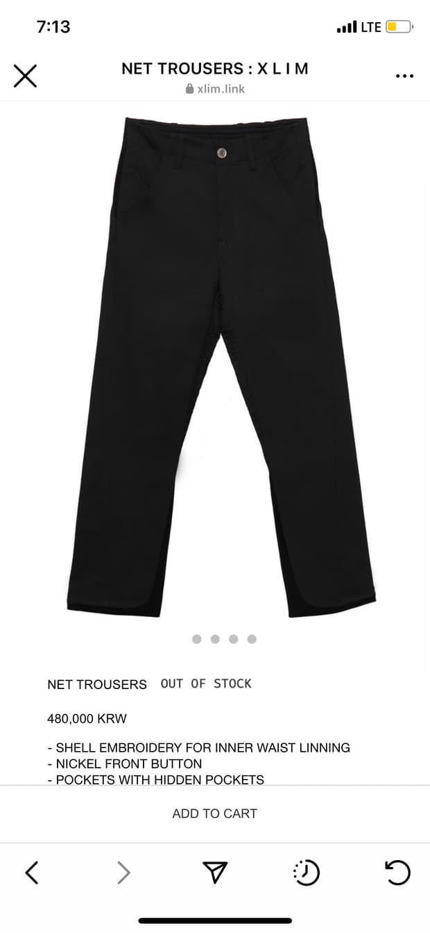 xlim net trousers 1size