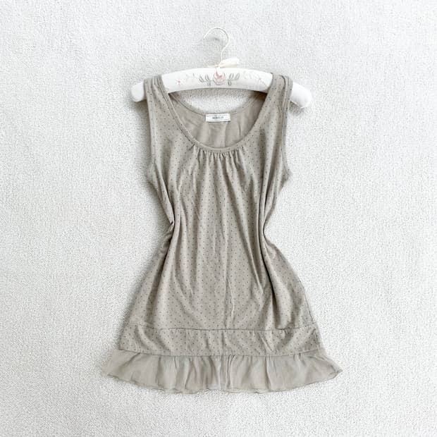 도트 레이어드 ♥ 베이지x청록 도트 나시