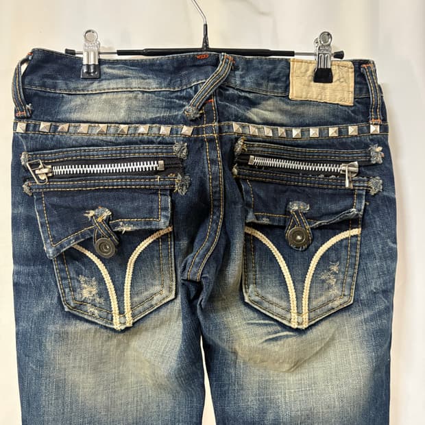Y2K 로리타진스(Lolita Jeans) 노블 스트레인 자수 부츠컷
