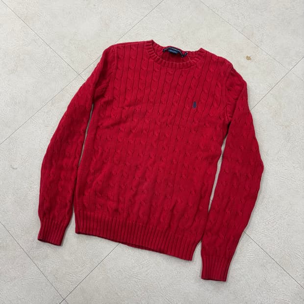 폴로 랄프로렌 포니 케이블 레드 니트