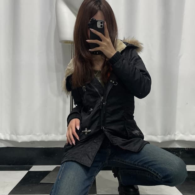 🎸AVIREX 블랙 퍼 봄버 자켓🎸