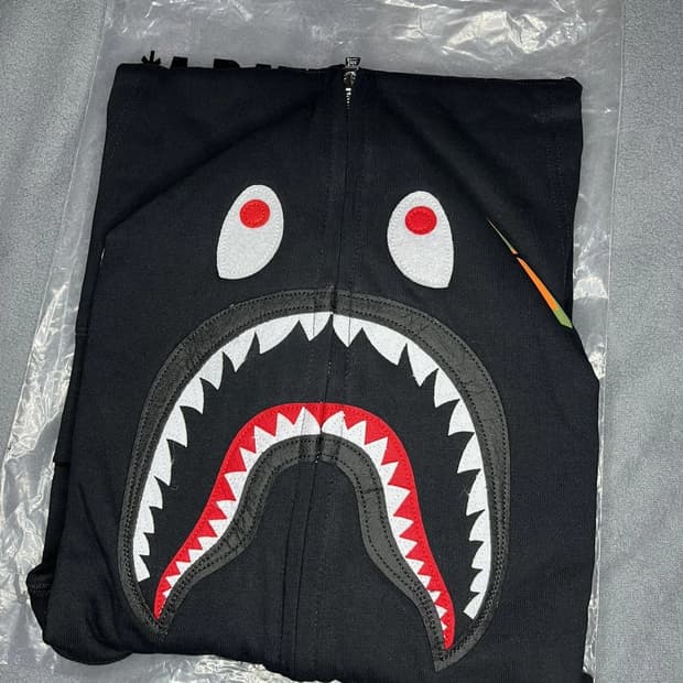 베이프 샤크 풀 집 후드집업 블랙