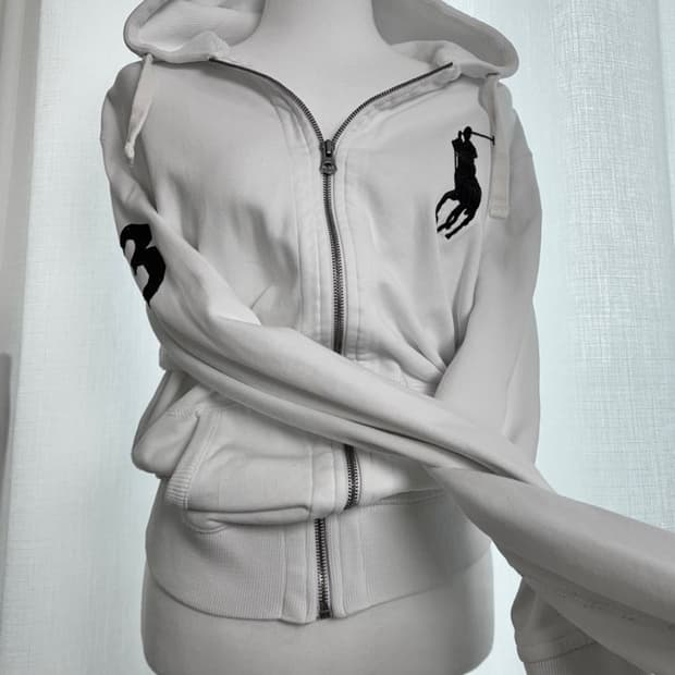 폴로 빅포니 화이트 후드집업