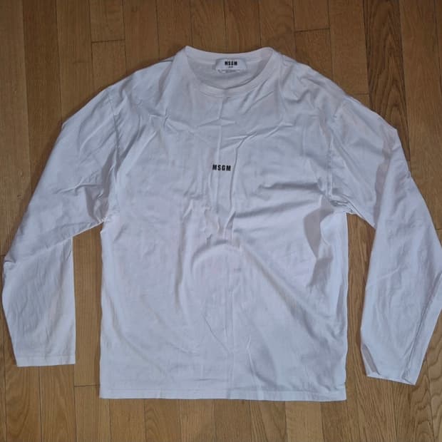 MSGM 밀라노 로고 긴팔 티셔츠 화이트
