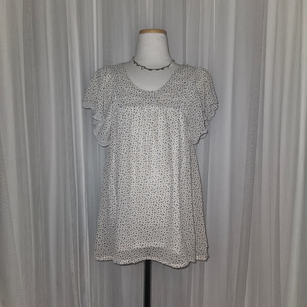 klein plus 화이트 리본포인트 히메 블라우스