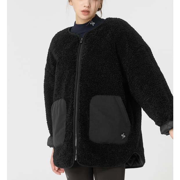 젝시믹스 포켓 쉐르파 라운드넥 점퍼 블랙  (S)