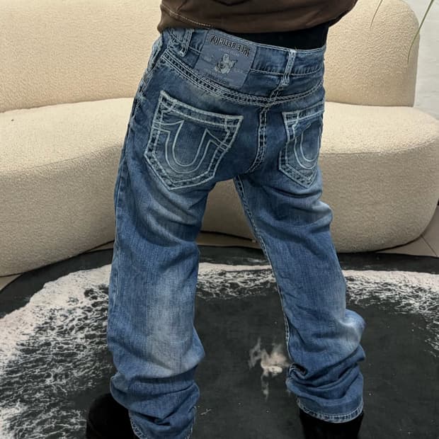 90s TRUERELIGION ricky super T 스티치 데님팬츠