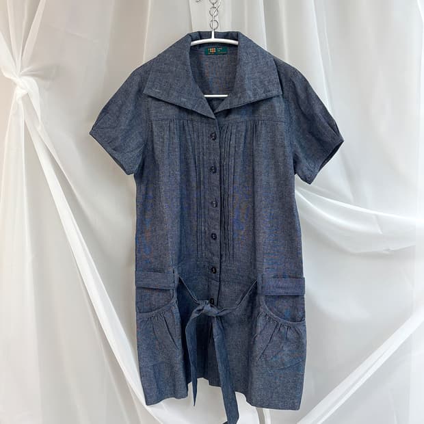 doroah denim tuck button-Up long shirts
