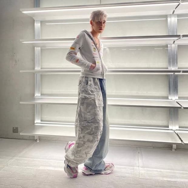 발렌시아가 하이브리드 피프티피프티 화이트카모팬츠[M]