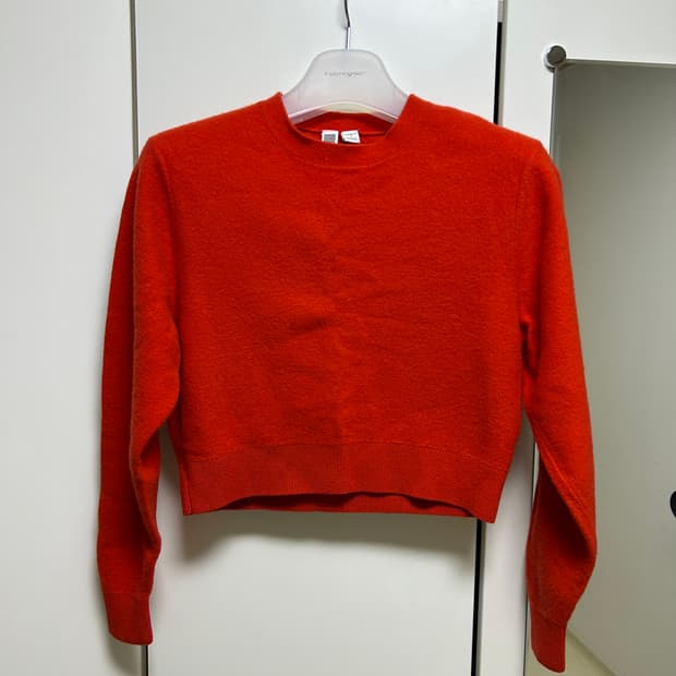 유니클로 U 다홍색 레드 크롭 니트 S