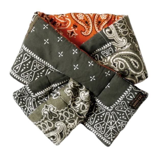 캐피탈 플란넬 반다나 패턴 리버시블 케사 머플러 카키/오렌지