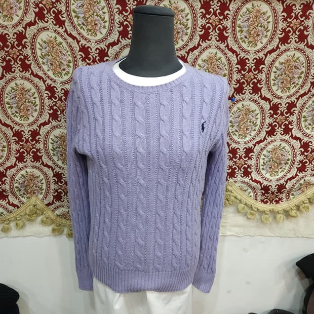 폴로 랄프로렌 퍼플 꽈배기 코튼 니트

