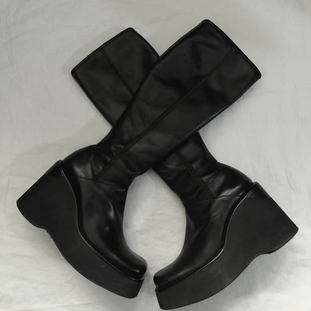 요지야마모토 플랫폼힐 롱부츠