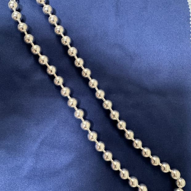 925 silver 실버 군번줄 7mm 은볼 목걸이 대략40cm 여자남자