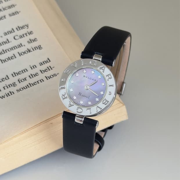 불가리 비제로원 12P다이아 퍼플 쉘 다이얼 시계