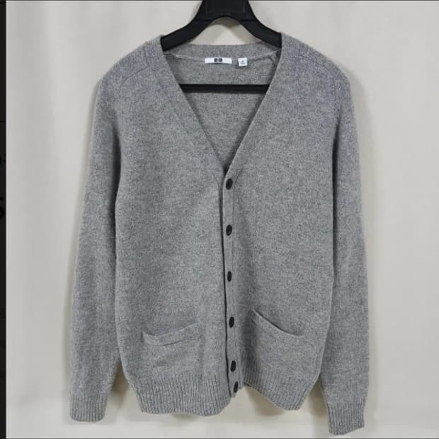 95)유니클로 울 가디건 그레이 14-03