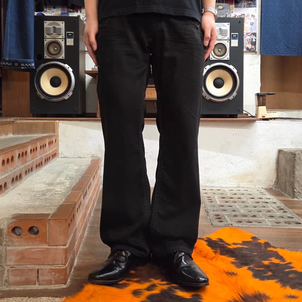 빈티지 웨스턴 스티치 블랙 코튼 팬츠