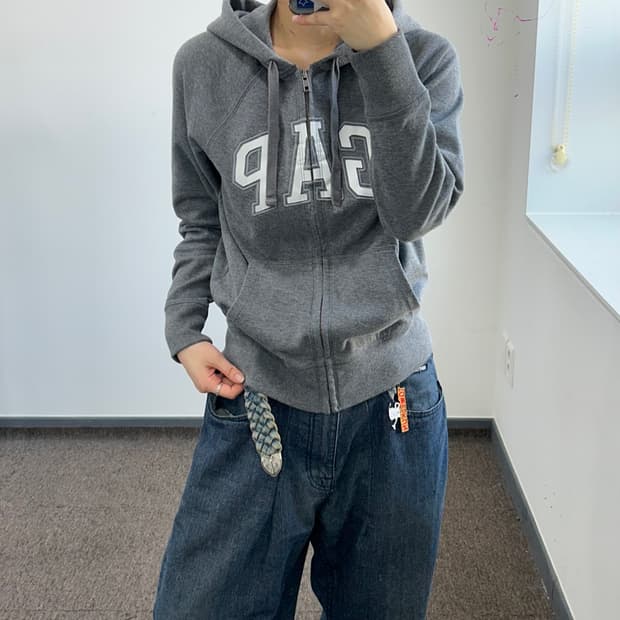 Gap 갭 글로시 로고 그레이 후드집업