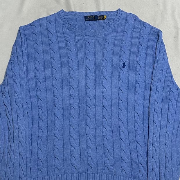 XL 폴로랄프로렌 스카이블루 케이블 니트