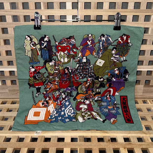 빈티지 제팬 후로시키 가부키 반다나 