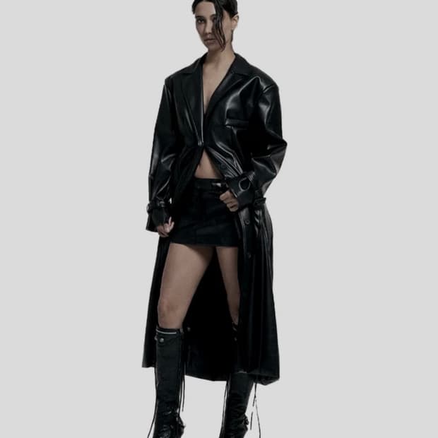 ODOR 오도어 카밀라 레더 롱코트