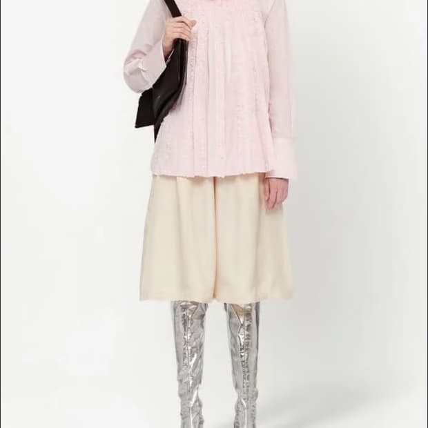 질 샌더 프릴 셔츠 핑크 32 NEW