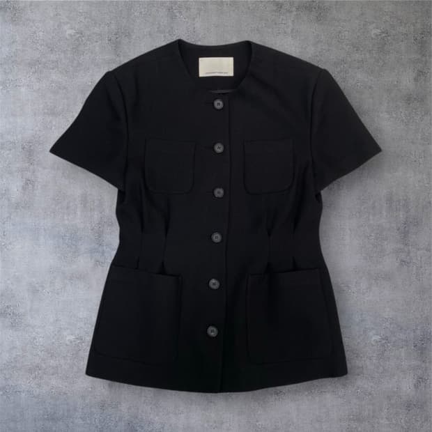 언더스탠딩 Understanding 블랙 노카라 슬림핏 반팔 자켓 S