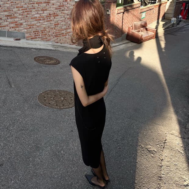 마르지엘라 백 스티치 스카프 원피스