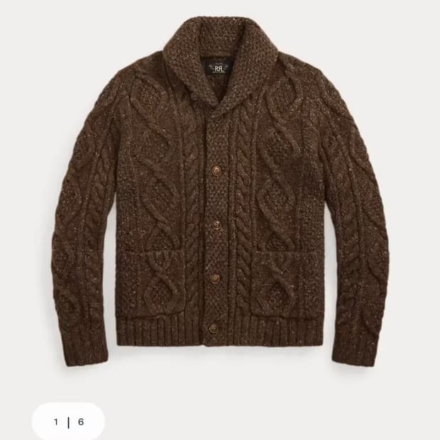 rrl 더블알엘 헤더 아란 니트 숄 가디건