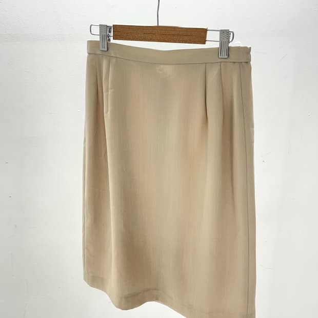 Two Tuck Beige Midi Skirt