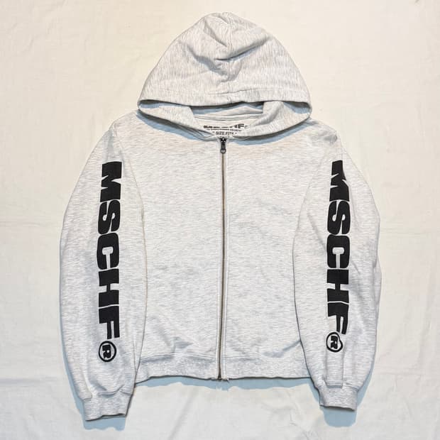 미스치프 사이드 로고 후드집업 멜란지 그레이