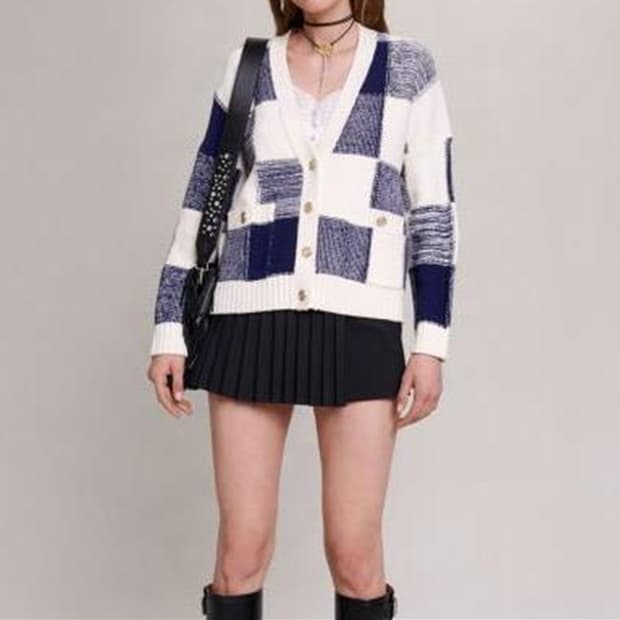 국내정품 마쥬 체크 니트 가디건 여성 루즈핏 1 거의새것 사랑봉봉
