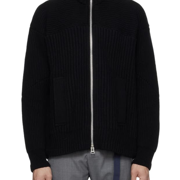 [3사이즈] 사카이 블랙 스포츠 믹스 니트집업